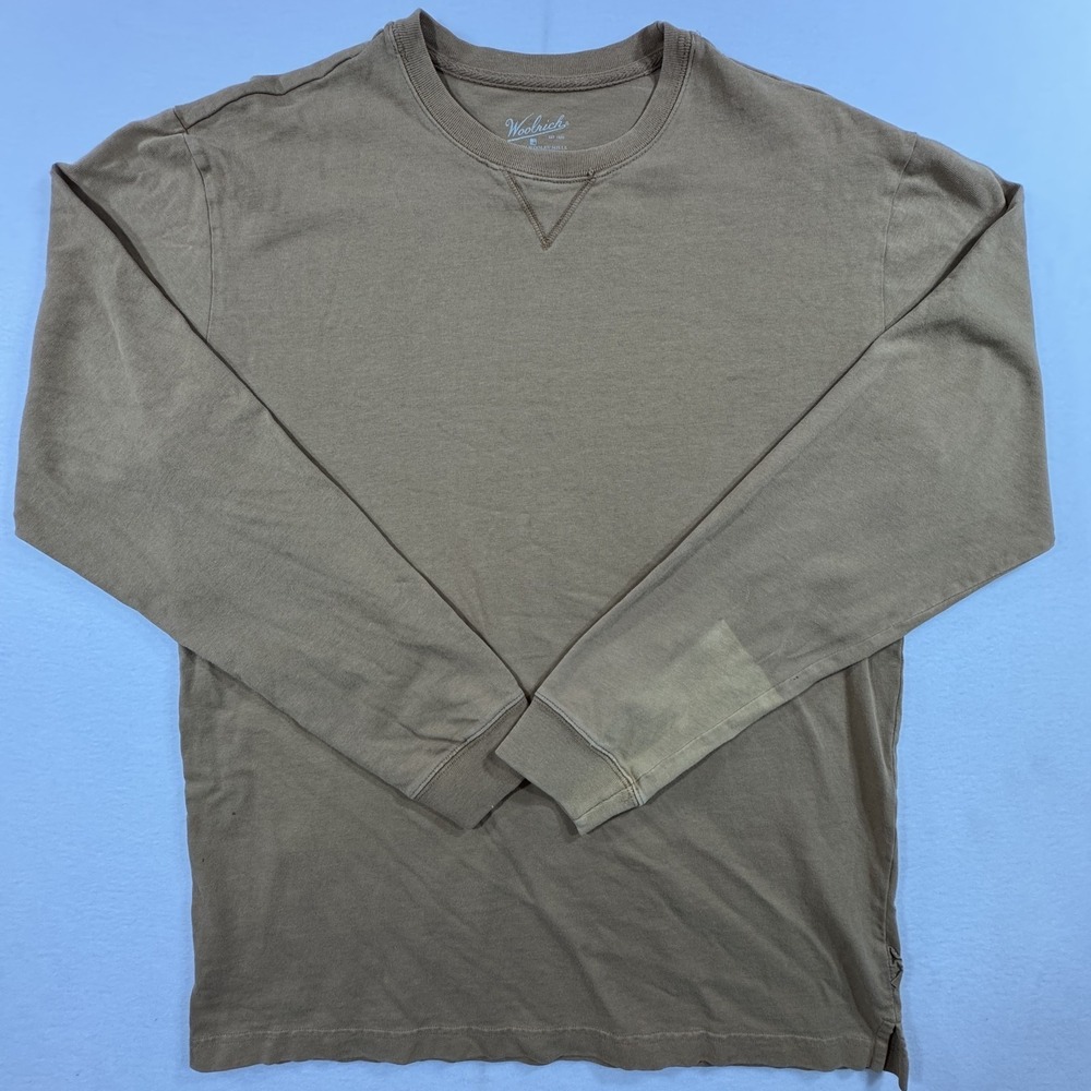 Woolrich Mens M Brown Cotton Long Sleeve Crewneck Shirt Casual Pullover